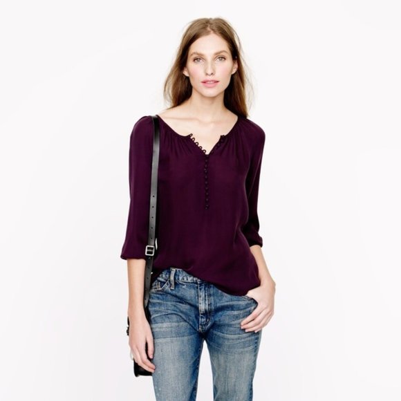 J. Crew Tops - J. Crew silk Sosie top eggplant purple button up 6